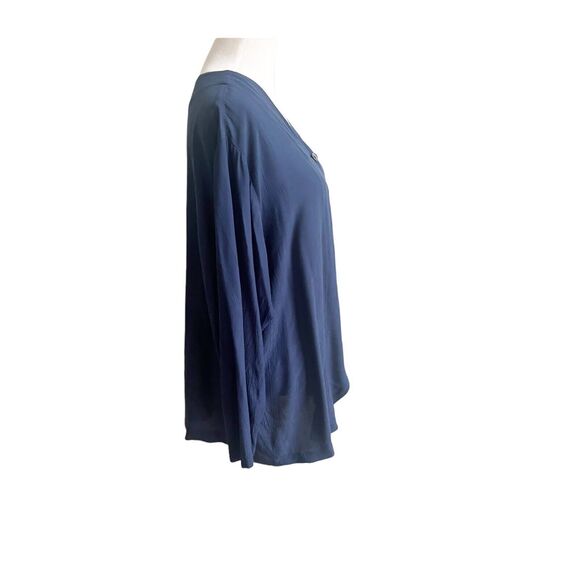 Express Button Front Relaxed Lagenlook Navy Tunic Size Large Minimalist - Picture 3 of 12